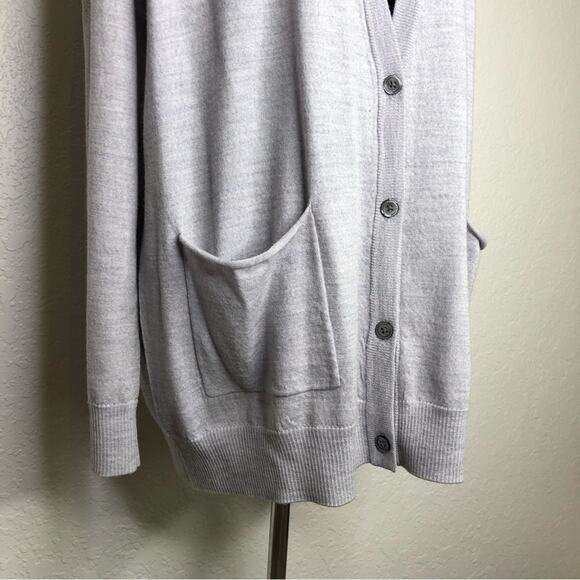ATM Schoolboy gray and pink wool button cardigan size Large - Picture 5 of 16